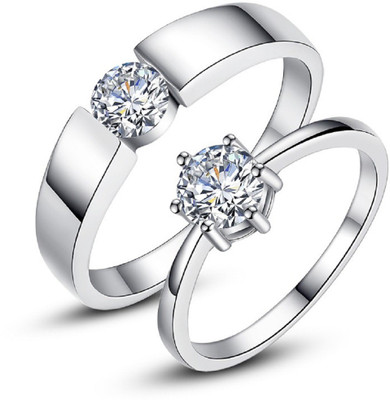 

ZEVRR Silver Swarovski Zirconia Platinum Plated Ring Set