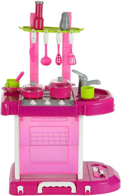 

J K INTERNATIONAL Pink Kitchen Set with Light and Sound