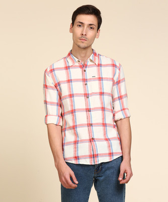 pepe-jeans-men-checkered-casual-white-shirt