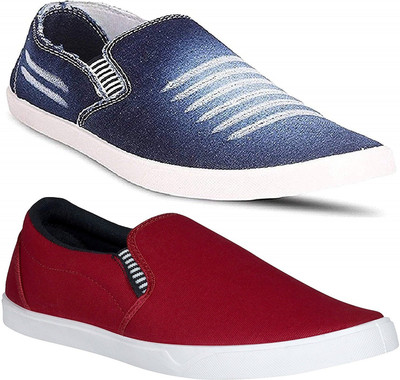 

Chevit Combo Pack of 2 Casual Shoes Slip On Sneakers For Men(Maroon, Blue