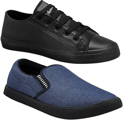 

Pexlo Combo Pack of 2 Casual Shoes (Loafers Shoes) Sneakers For Men(Black, Blue