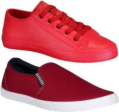 

Pexlo Combo Pack of 2 Casual Shoes (Loafers Shoes) Sneakers For Men(Red, Maroon