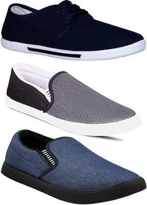 Chevit Combo Pack of 3 Casual Shoes (Loafers Shoes) Sneakers For Men (Navy, Grey, Blue) Sneakers For Men(Navy, Grey, Blue