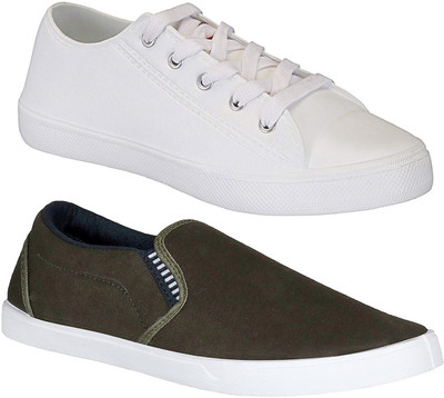 

Pexlo Men's Combo Pack of 2 Casual Shoes (Sneakers Shoes) Casuals For Men(White, Olive
