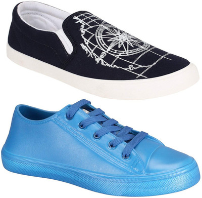 

Pexlo Men's Combo Pack of 2 Casual Shoes (Sneakers Shoes) Slip On Sneakers For Men(Black, Blue