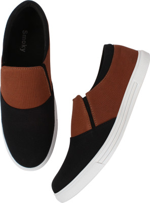 

Smoky Trendy Casuals Slip On Sneakers For Men(Black, Brown
