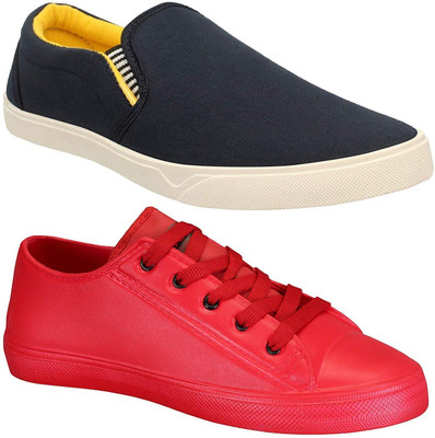

Pexlo Combo Pack of 2 Casual Shoes (Loafers Shoes) Casuals For Men(Blue, Red & black