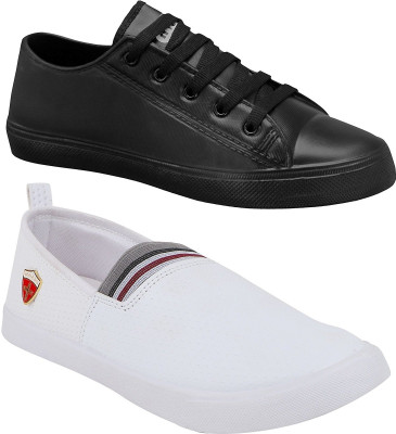 

Pexlo Combo Pack of 2 Casual Shoes (Loafers Shoes) Sneakers For Men(White, Black
