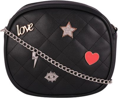 

London Rag Women Evening/Party Black PU Sling Bag