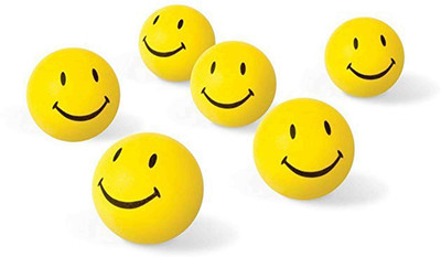 

Rollswich Smiley face Squeeze Balls for kids and adults for stress relief and playing pack of 6 - 33 cm(Yellow)