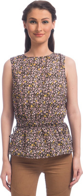 

Uptownie Lite Party Sleeveless Floral Print Women's Black Top