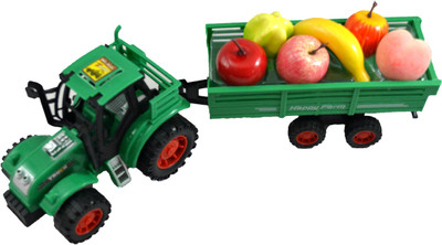 

Breno Tractor Trolley toy or truck toy for kids with various type of real looking fruits Green(Multicolor)