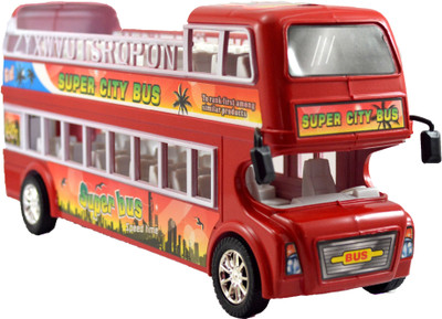 

Breno City bus for kids, double decker bus toys for kids, city bus toy, Push and Go toy for kids, bus for kids, Friction toy, Red color(Red)