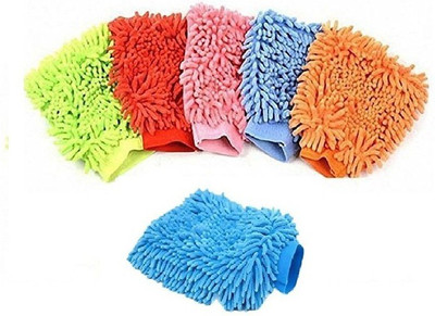 MOCKHE Microfiber Vehicle Washing  Hand Glove(Pack Of 6)