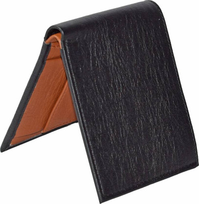 

CHOICE365 Men Black Genuine Leather Wallet(3 Card Slots), Black-tan