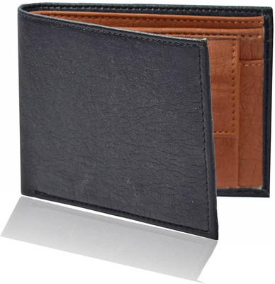

TWINSTAR Men Black Artificial Leather Wallet(3 Card Slots), Black-tan