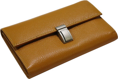 

Glorious era Women Casual Yellow Genuine Leather Wallet(11 Card Slots), Musterd