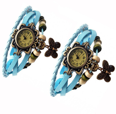 

Mettle Combo Latest Fancy Leather Hand Knit Vintage Watches Dress Bracelet Women Girls Ladies Clover Pendant Retro MT-12( Pack Of 2 ) Watch - For Women