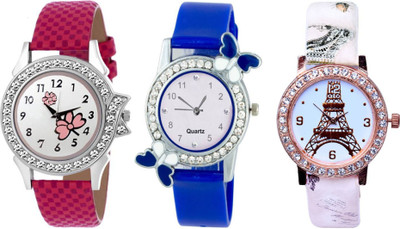

TRUE KART NEW LOOK Stylish Eiffel Tower & butterfly Printed Dial Leather Belt Combo 103253 Watch - For Girls