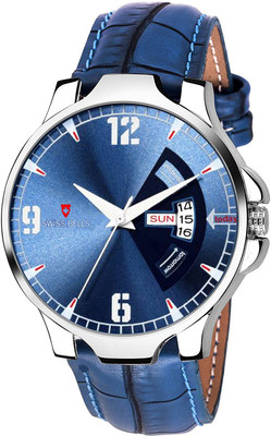 

Svviss Bells 1060SB Original Blue Dial Blue Leather Strap Day and Date Multifunction Chronograph Wrist Watch for Men - SB-1060 Watch - For Men