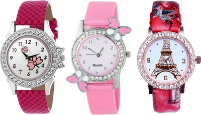 

TRUE KART NEW LOOK Stylish Eiffel Tower & butterfly Printed Dial Leather Belt Combo 103247 Watch - For Women