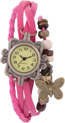 

SS Traders Cute Pink Butterfly Beige Dial Watch - For Girls