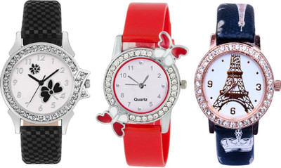 

TRUE KART NEW LOOK Stylish Eiffel Tower & butterfly Printed Dial Leather Belt Combo 103242 Watch - For Women