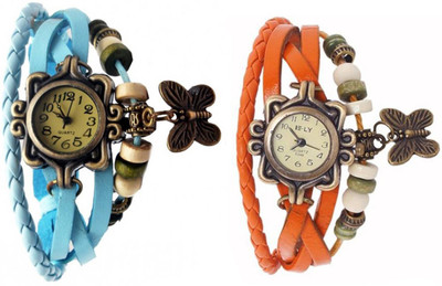

Mettle Combo Latest Fancy Leather Hand Knit Vintage Watches Dress Bracelet Women Girls Ladies Clover Pendant Retro MT-23 ( Pack Of 2 ) Watch - For Women