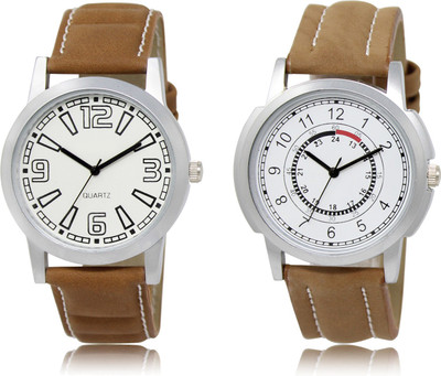 Loretta LR_15_17 White Dial & Mesh Brown Round Dial Combo Analog Watch - For Men