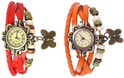 

Mettle Combo Latest Fancy Leather Hand Knit Vintage Watches Dress Bracelet Women Girls Ladies Clover Pendant Retro MT-31 ( Pack Of 2 ) Watch - For Women