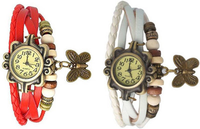 

Mettle Combo Latest Fancy Leather Hand Knit Vintage Watches Dress Bracelet Women Girls Ladies Clover Pendant Retro MT-34 ( Pack Of 2 ) Watch - For Women