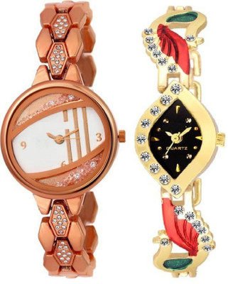 

TRUE KART New Rose Gold Stylish Designer Movable Diamond & Morni Strap Combo Watch - For Women