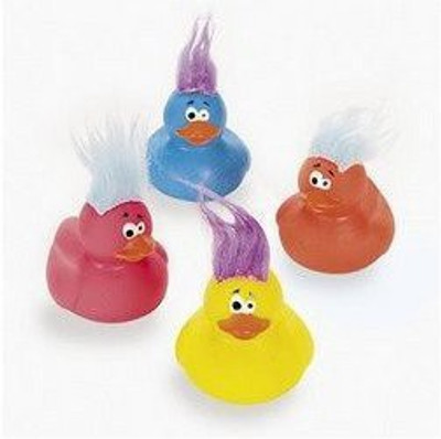 

Fun Express Vinyl Crazy Hair Rubber Ducks - 12 Pieces Bath Toy(Multicolor)