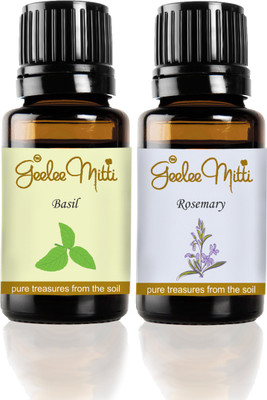 

Geeleemitti Pure Basil and Rosemary Essential Oil Combo Pack of 2(20 ml)