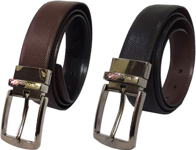 

WOODS Men Formal Black, Brown Genuine Leather Reversible Belt