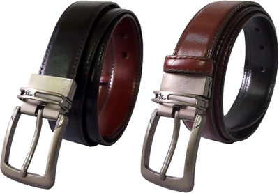 

WOODS Men Formal Black, Brown Genuine Leather Reversible Belt