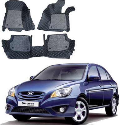 AUTOGARH Leatherite 7D Mat For  Hyundai Verna Transform(Black)