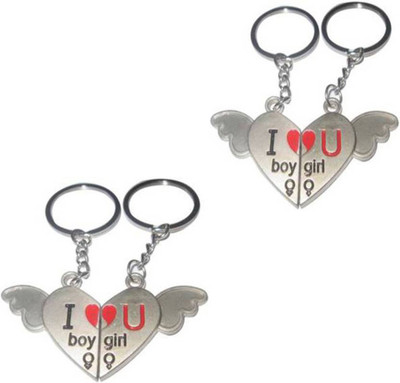 

Madhuraj Combos of I Love U Boy and Girl Love Couple Key Chain(Silver)