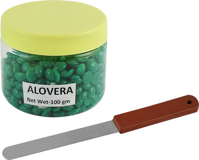 

Ear Lobe & Accessories Aloe Vera Flavored Depilatory Pearl Hair Removal Hot Wax Beans (100 gms) with Plastic Wax Knife(Set of 2)