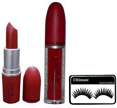 

Ultimate Eyelashes&Mac Giambattista Red Lipstick & Lipgloss(Set of 3)