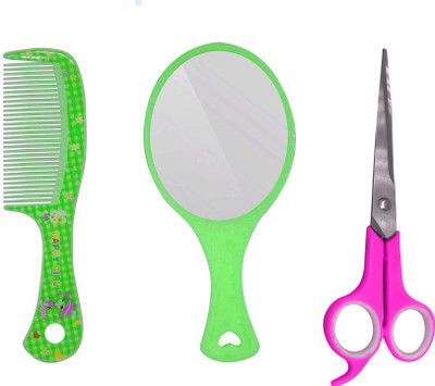 

Fully Hair Comb Set With Mirror + Free Hair Cutting Scissors | Hair Comb Set For Women, Men & Girls(Set of 3)
