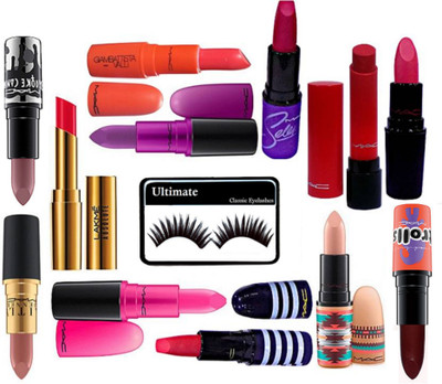 Ultimate Eyelashes, Mac Lipstick Set Of 10(Set of 11)