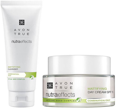 

Avon True Nutraeffects Mattifying Day Cream 50g + Mattifying Cleanser 100g(Set of 2)
