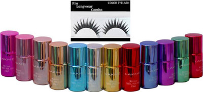 

Pro longwear combo eyelashes with multi shades mirror nail polish (set of 12)(Set of 13)
