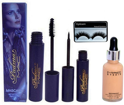

Ultimate Eyelashes,Padma Liquid Eyeliner,Mascara,Studio Waterweight Foundation(Set of 4)