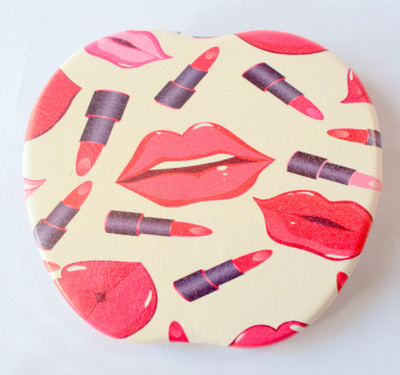 

oramsa Multicolor Lips Printed Designer Compact Mirror - Dual Mirror, (Normal and 3x Magnification)