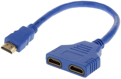 

Microware 1080P HDMI Port Male to Female 1 In 2 Out Splitter Cable Lead Adapter for TV HDMI Adapter(Compatible with TV, Blue)