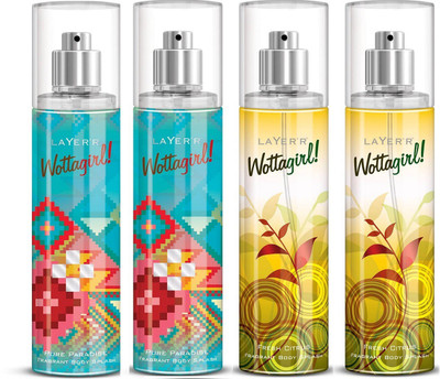 

Layer Shot WottaGirl 2 Pure Paradise & 2 Fresh Citrus Deodorant Spray - For Women(540 ml, Pack of 4)