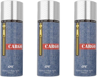 

CFS Cargo Denim Deodorant Body Spray 200ML Each (Pack of 3) Deodorant Spray - For Men & Women(600 ml, Pack of 3)