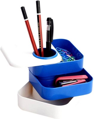 VMP VR Creatives 4 Compartments Plastic Multi-Functional Desk Organiser, Pen Stand/Pencil Stand, Stationery Stand for Office 1001(Multicolor)